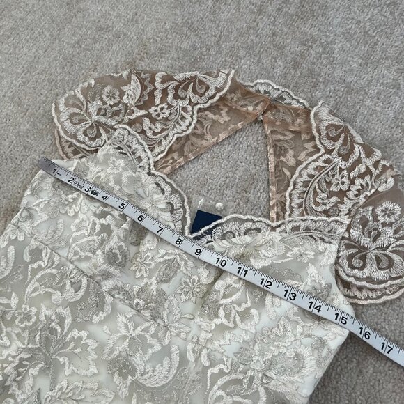 NWT Marchesa Notte Metallic Cap Sleeve Lace Mini Dress 6 - Picture 7 of 9